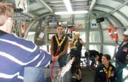 In the bungy pod at Auckland Harbour Bridge