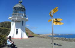 Cape Reinga lighthouse and signpost