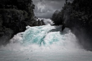 Huka Falls on the Waikato River that drains Lake Taupo